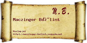 Maczinger Bálint névjegykártya